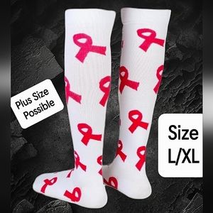 🛍$25 SALE🛍 Breast Cancer Knee High Sock Supportive, Comfy ★ Plus Size L/XL